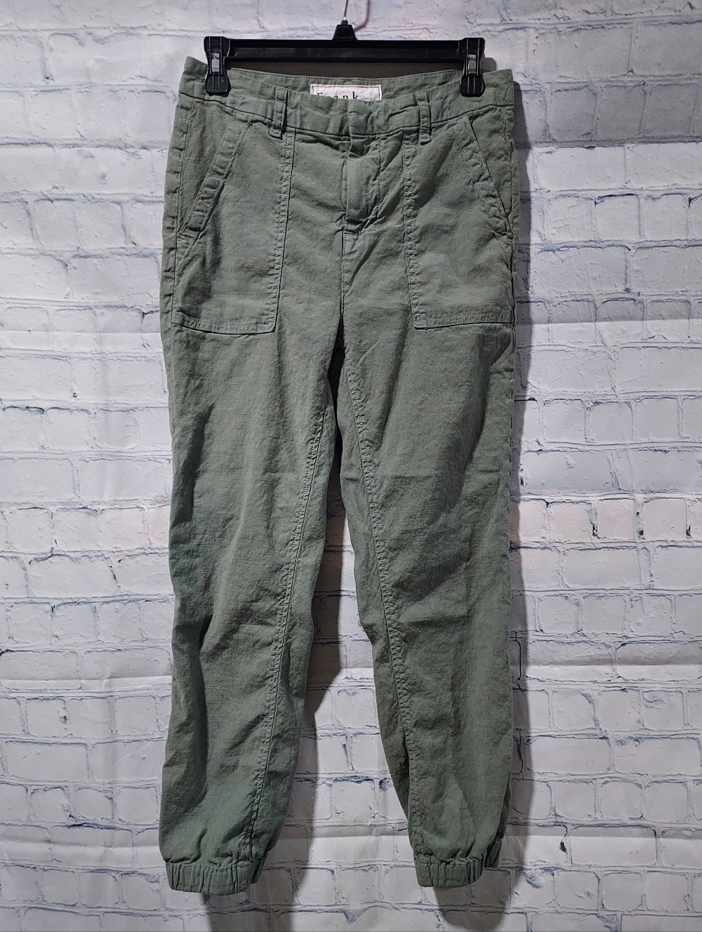 Frank & Eileen Size 2 Jameson Flax Green Cargo Jogger Pants Cuffed Minimalist